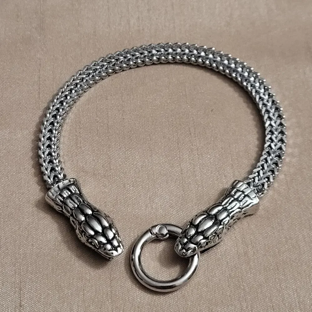 Chunky mesh snake head clasp bracelet